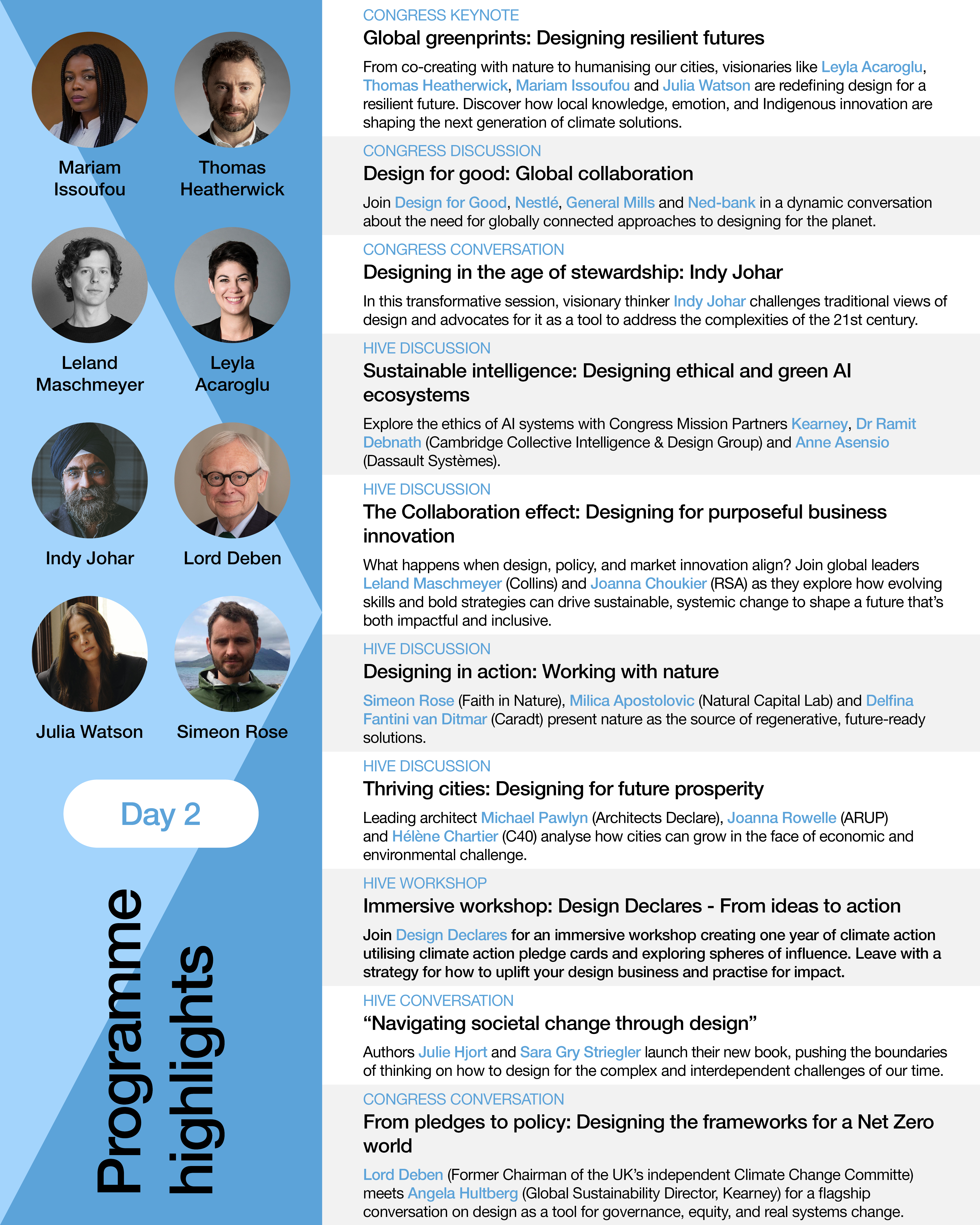 Day 2 Programme highlights